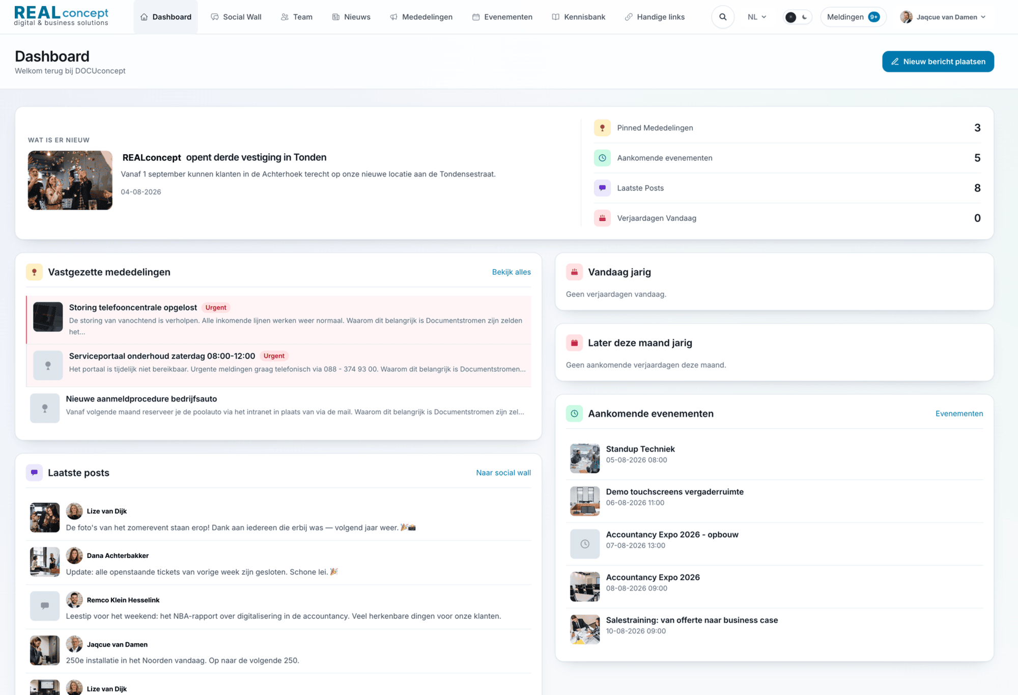 Het IntraMate dashboard